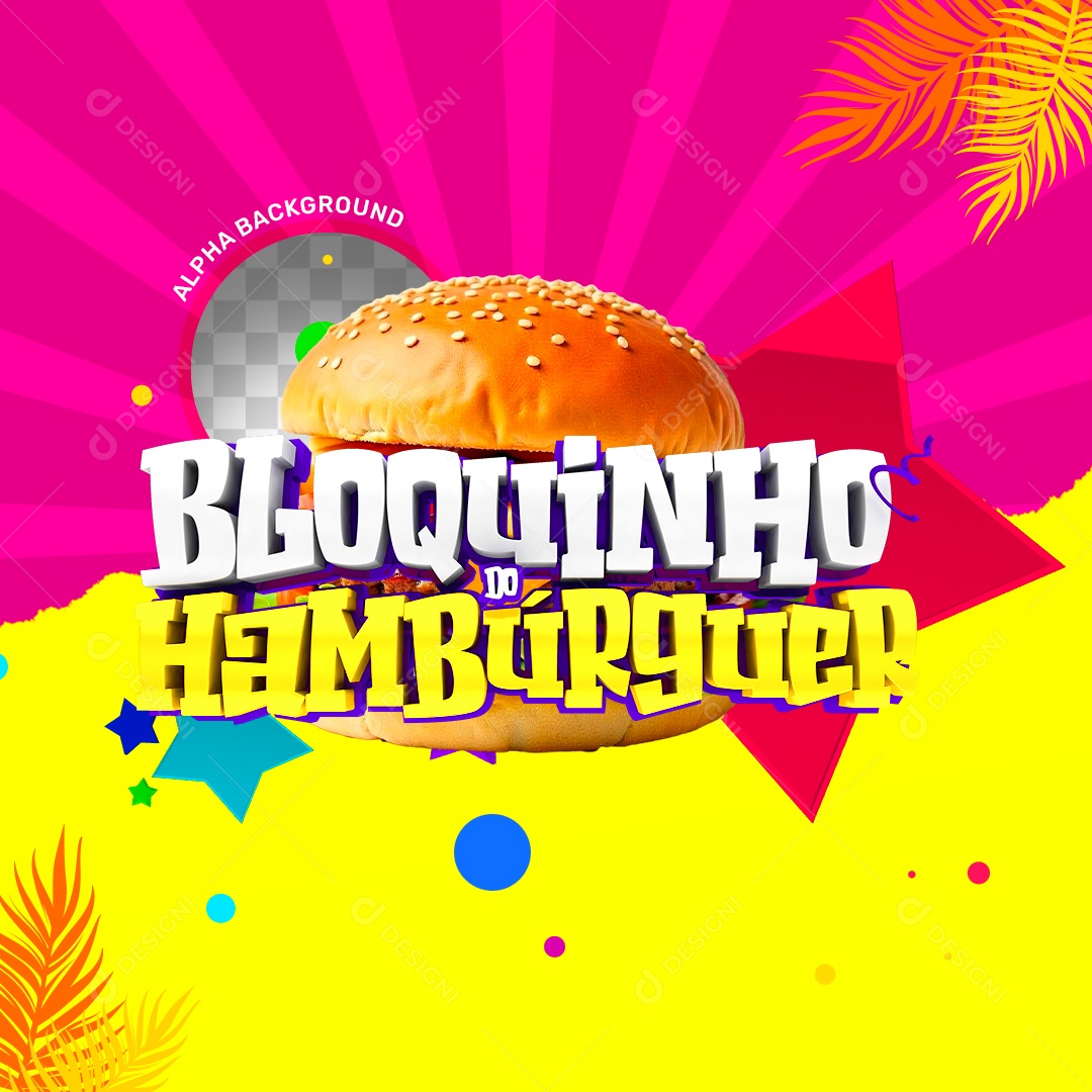 Bloquinho do Hambúrguer Selo 3D Pra Composição PSD