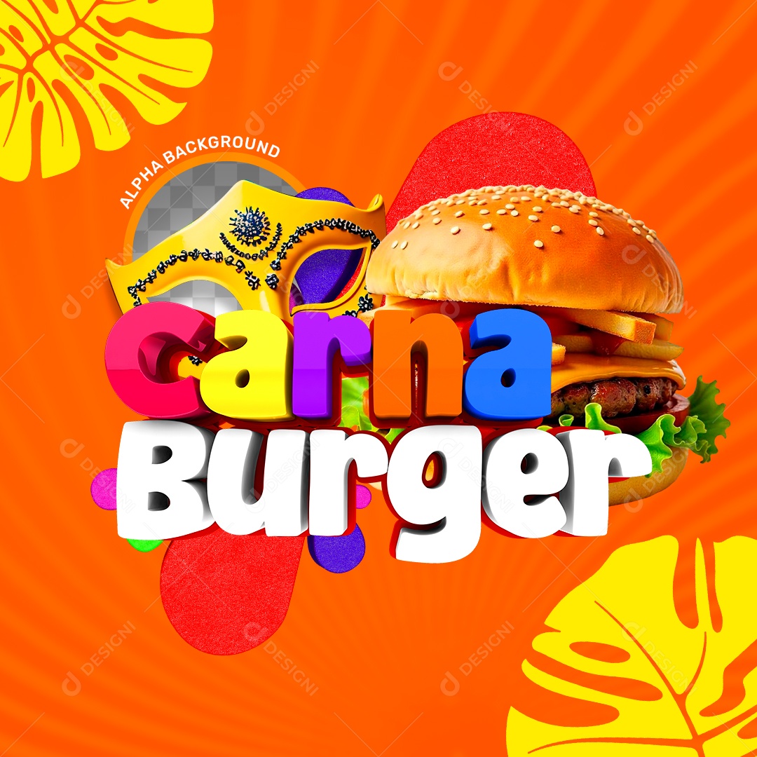 Carna Burger Selo 3D Pra Composição PSD