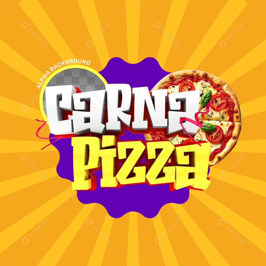 Carna Pizza Selo 3D Pra Composição PSD