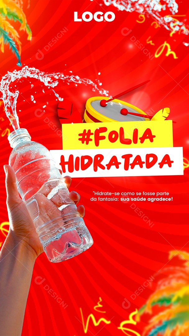 Story Carnaval Folia Hidratada Social Media PSD Editável