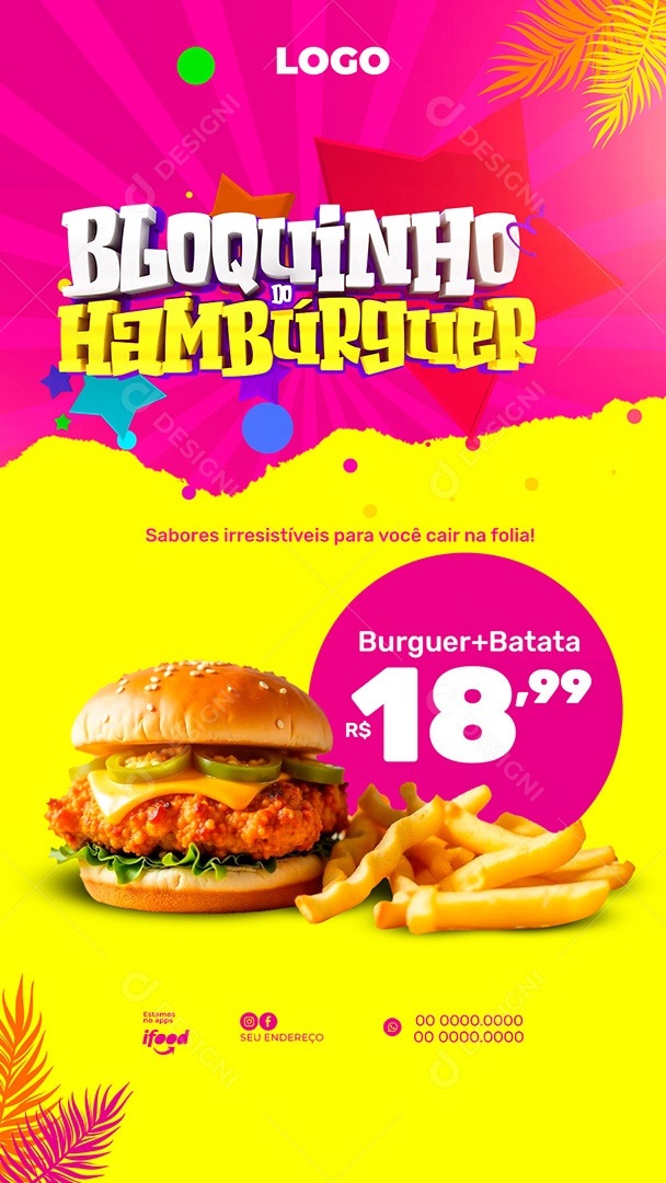 Story Bloquinho do HambúrguerSocial Media PSD Editável