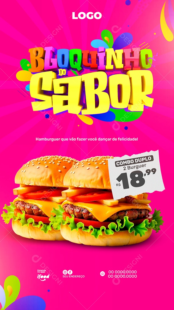 Story Bloquinho do Sabor Selo 3D Pra Composição PSD