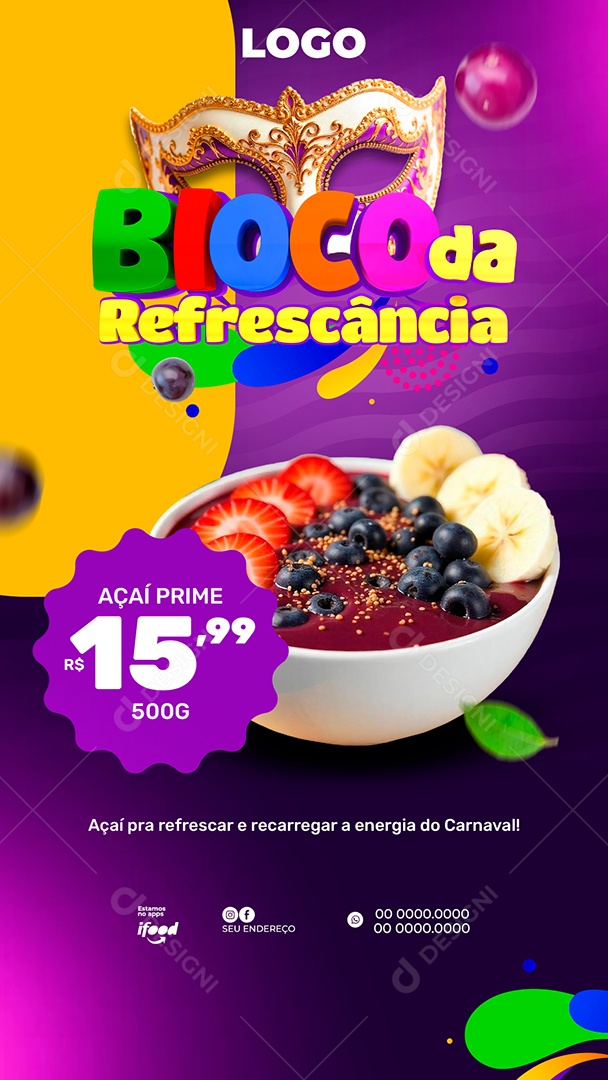 Story Açaiteria da Refrescância Social Media PSD Editável