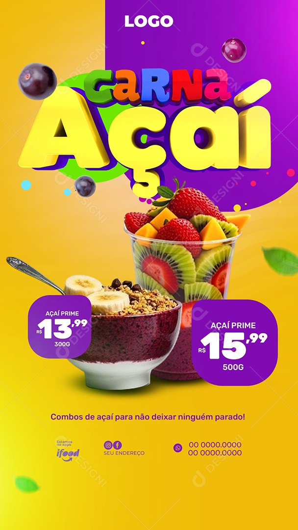 Story Açaiteria Carna Açai Social Media PSD Editável