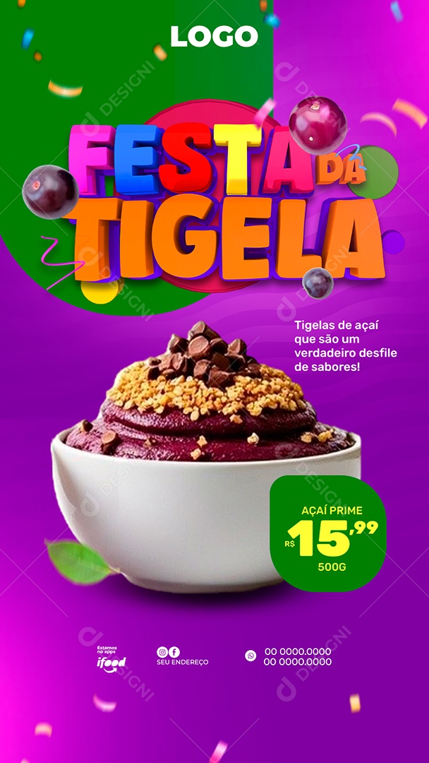 Story Açaiteria Festa Da Tigela Social Media PSD Editável