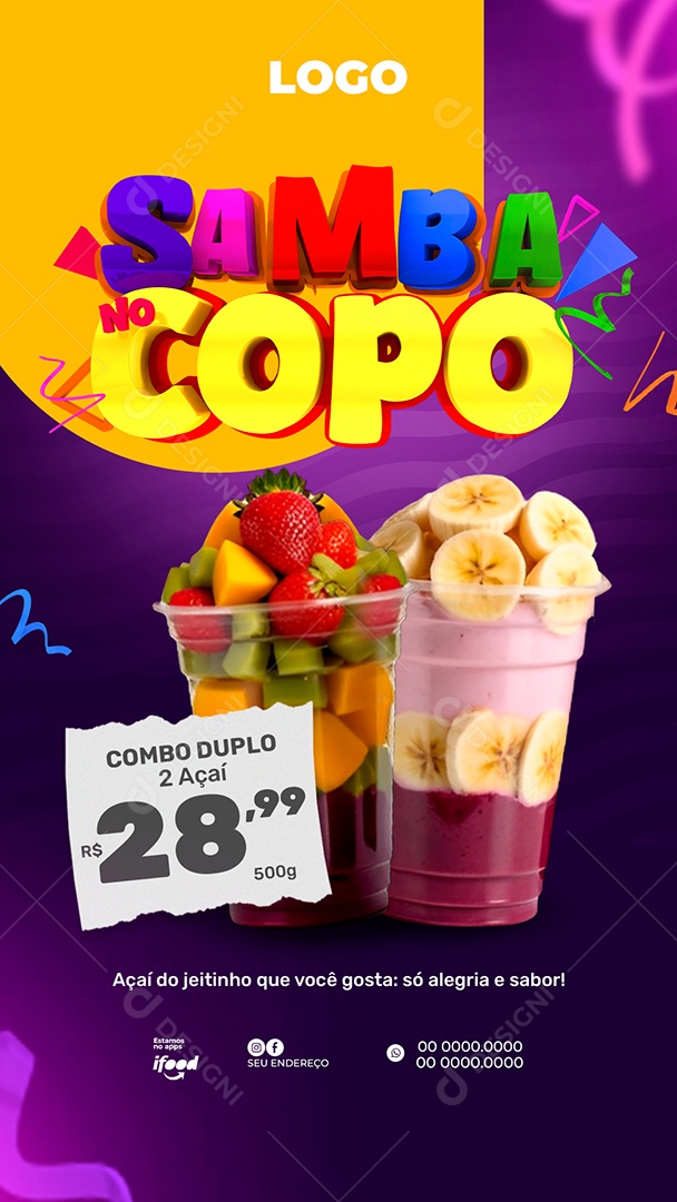 Story Açaiteria Samba No Copo Social Media PSD Editável