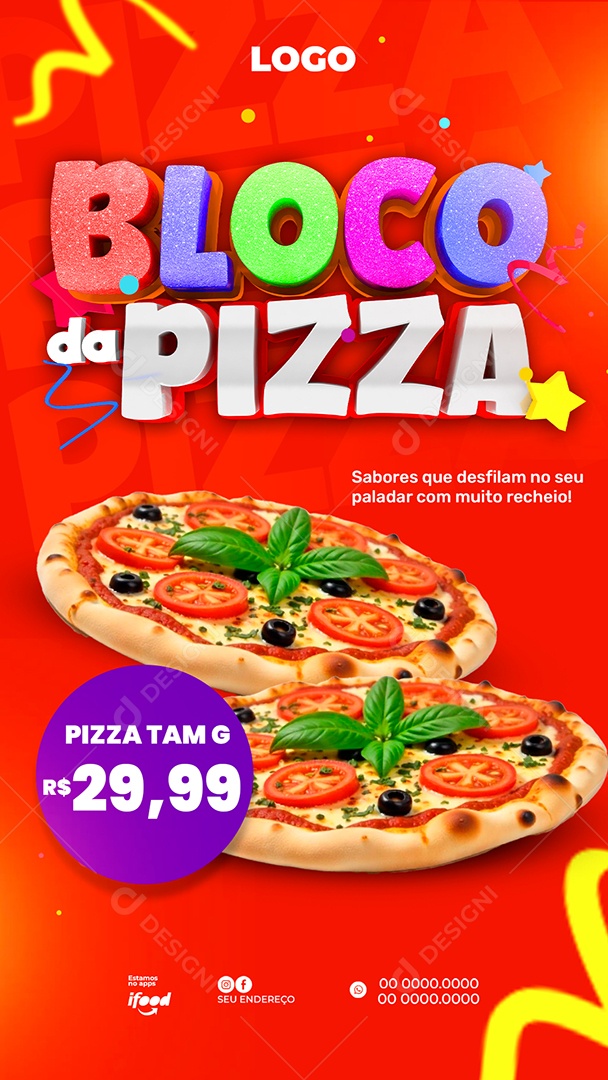 Story Bloco da Pizza Social Media PSD Editável
