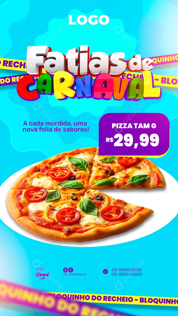 Story Fatias de Carnaval Social Media PSD Editável