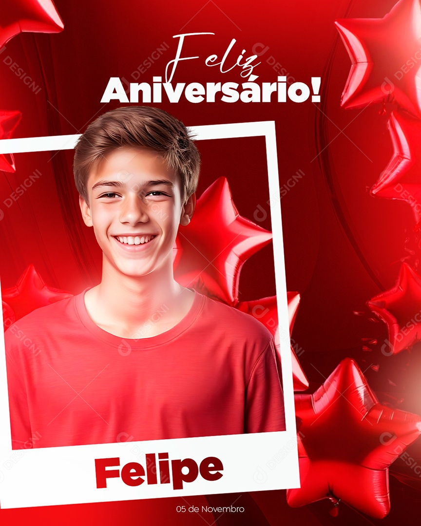 Feliz Aniversário Felipe Social Media PSD Editável
