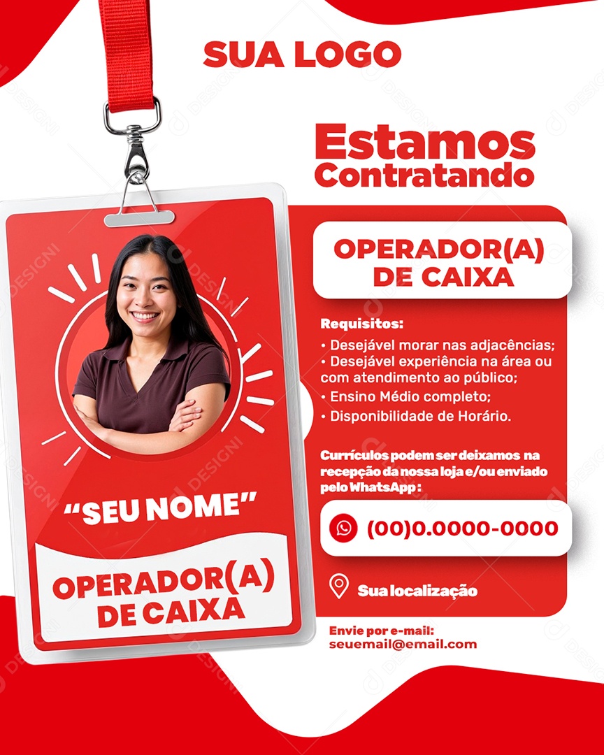 Estamos Contratando Operador de Caixa Social Media PSD Editável