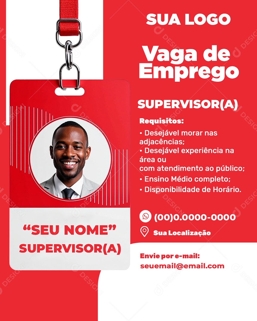 Vaga de Emprego Supervisor Social Media PSD Editável