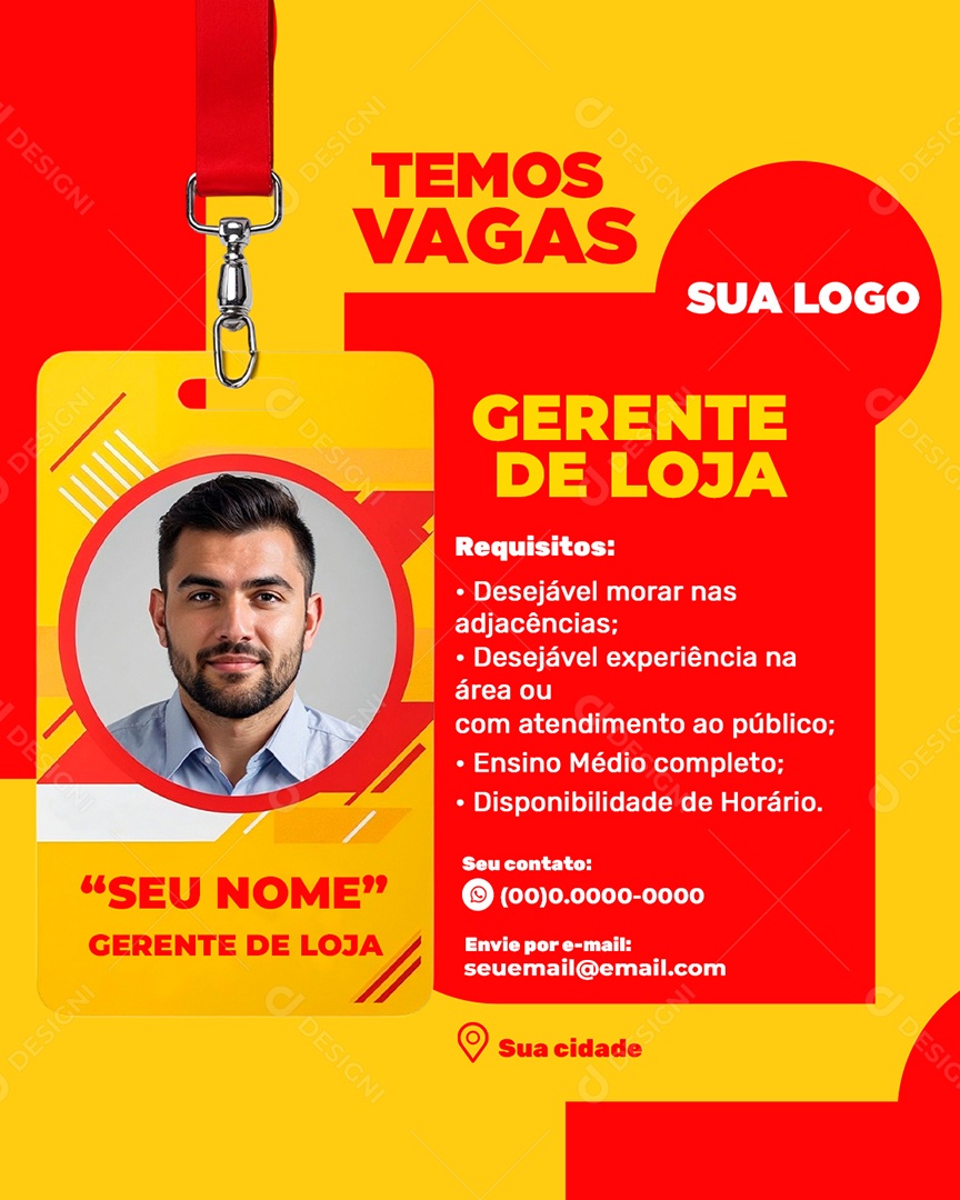 Temos Vaga Gerente de Loja Social Media PSD Editável