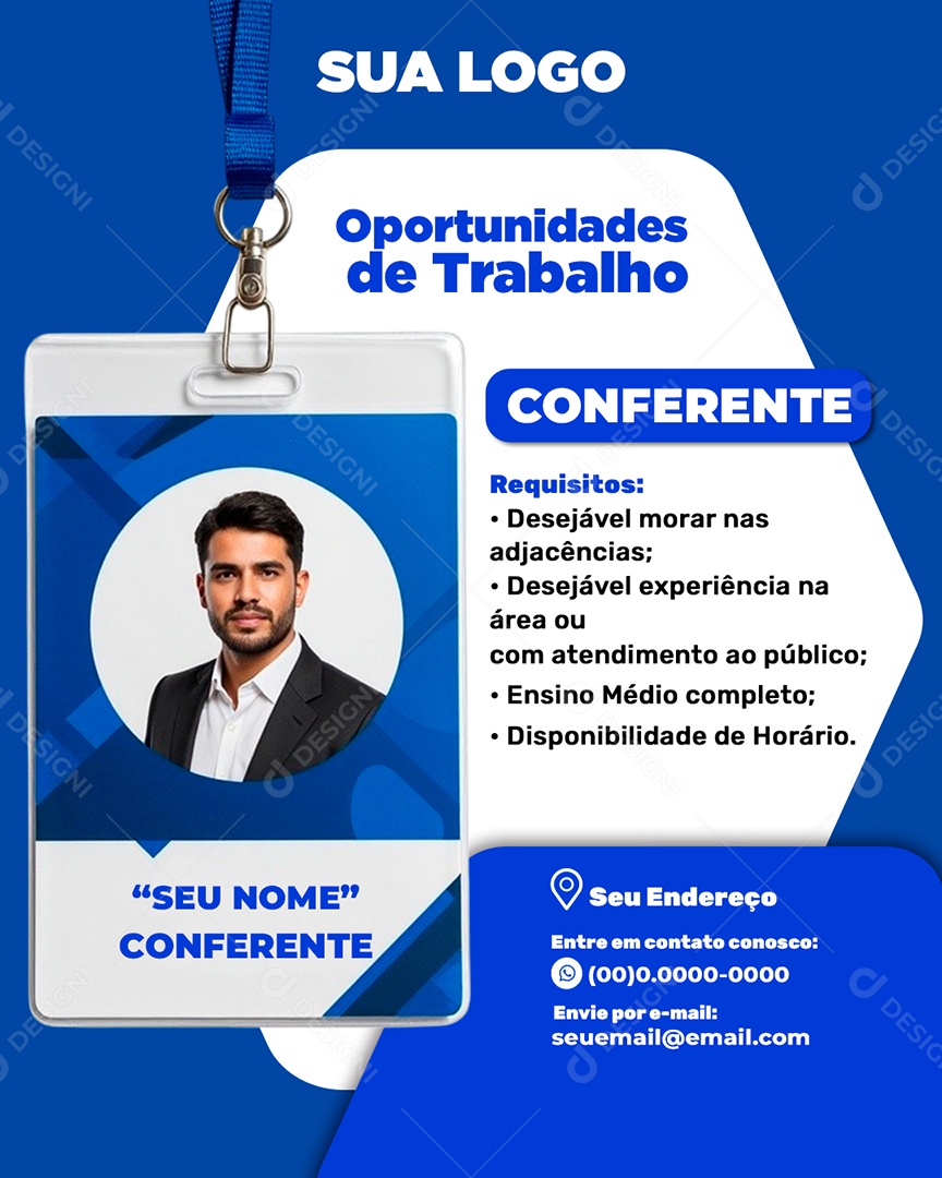 Oportunidades de Trabalho Conferente Social Media PSD Editável