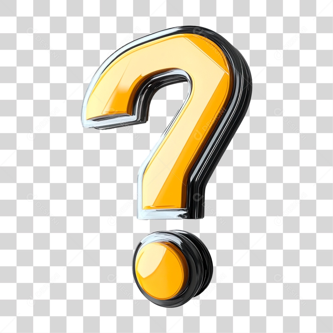 Símbolo 3D Ponto de Interrogação PNG Transparente