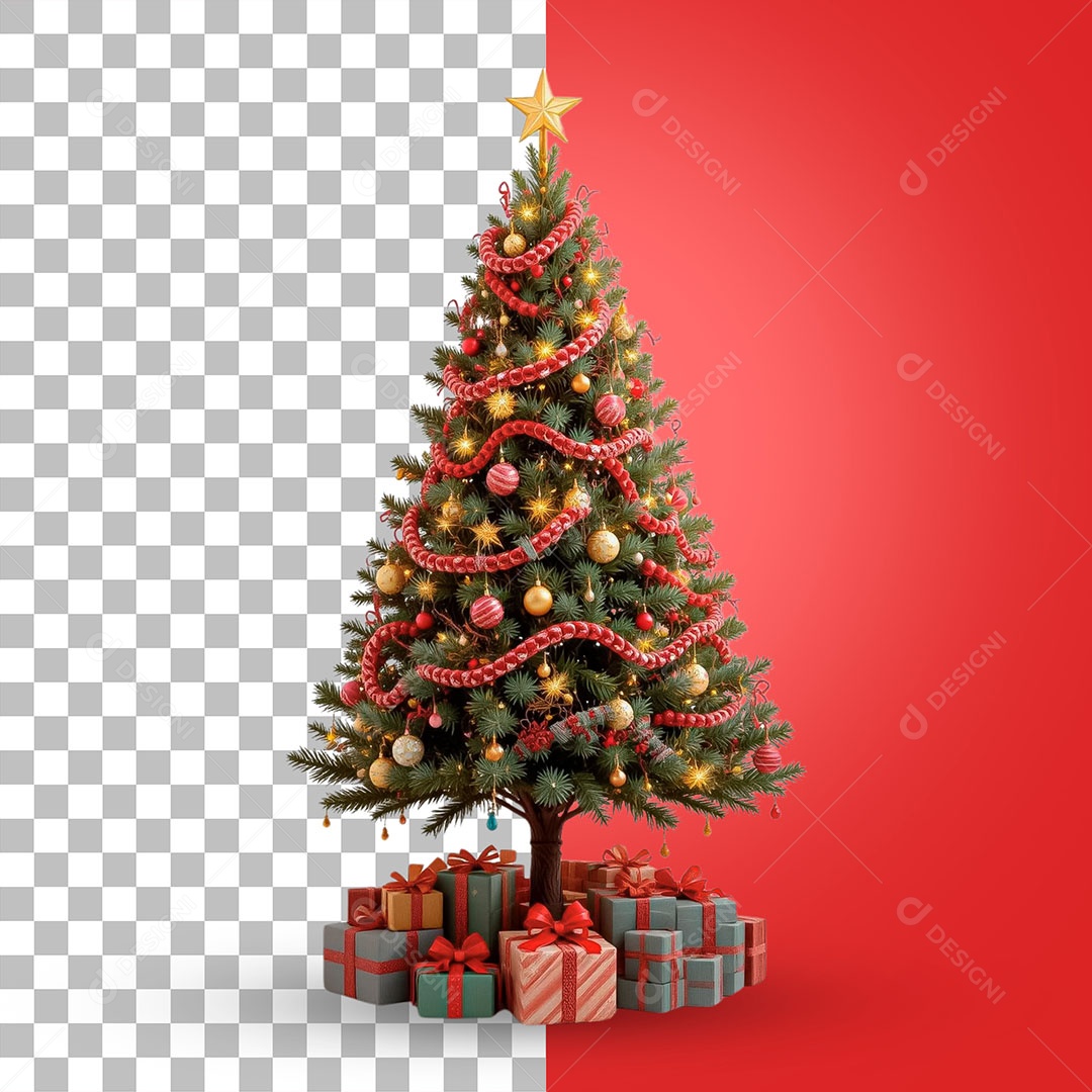 Árvore de Natal com Presentes para Composição PSD
