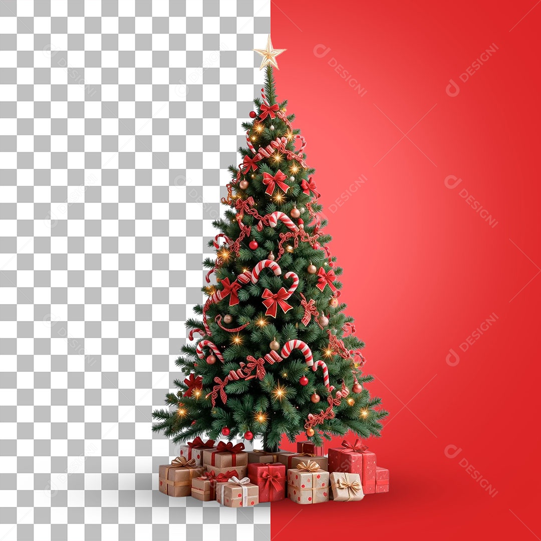 Árvore de Natal com Presentes para Composição PSD