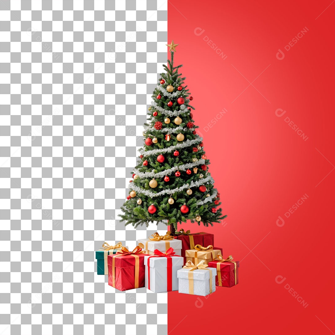 Árvore de Natal com Presentes para Composição PSD