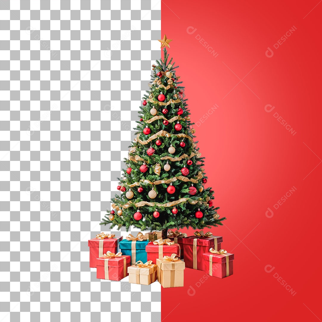 Árvore de Natal com Presentes para Composição PSD