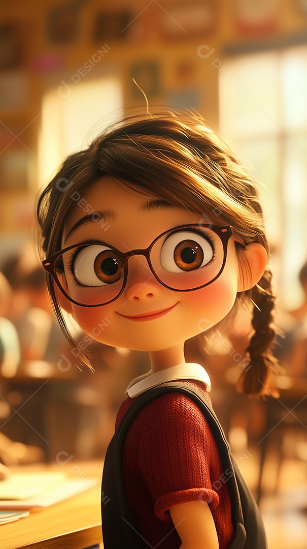 Uma estudante na sala de aula