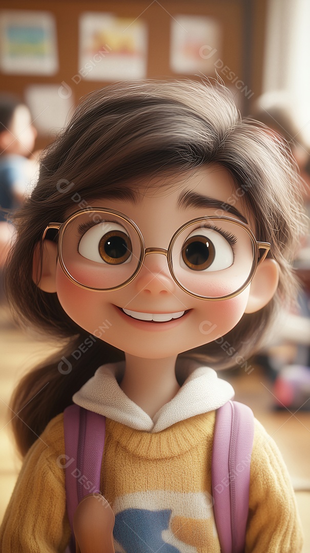 Ilustração perfeita de uma garotinha na sala de aula
