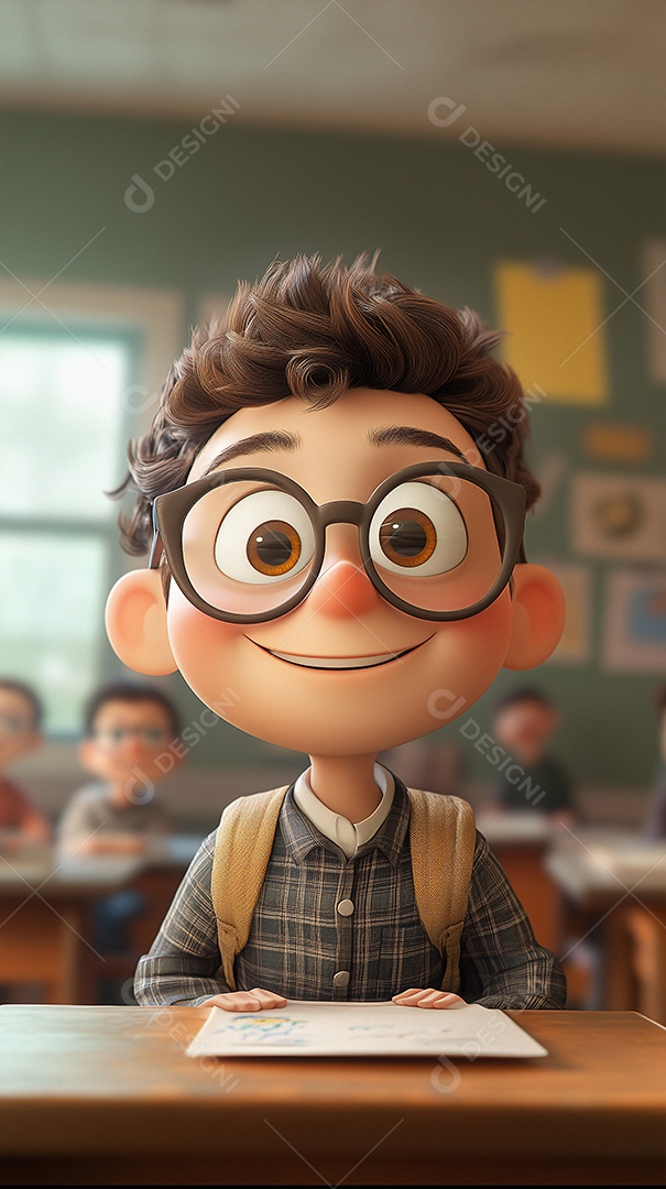 Uma estudante na sala de aula