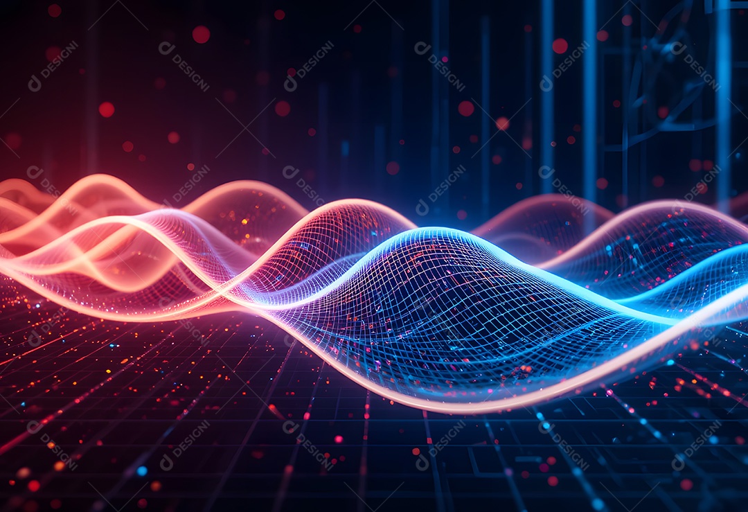 Representação abstrata de uma rede de linhas e pontos brilhantes