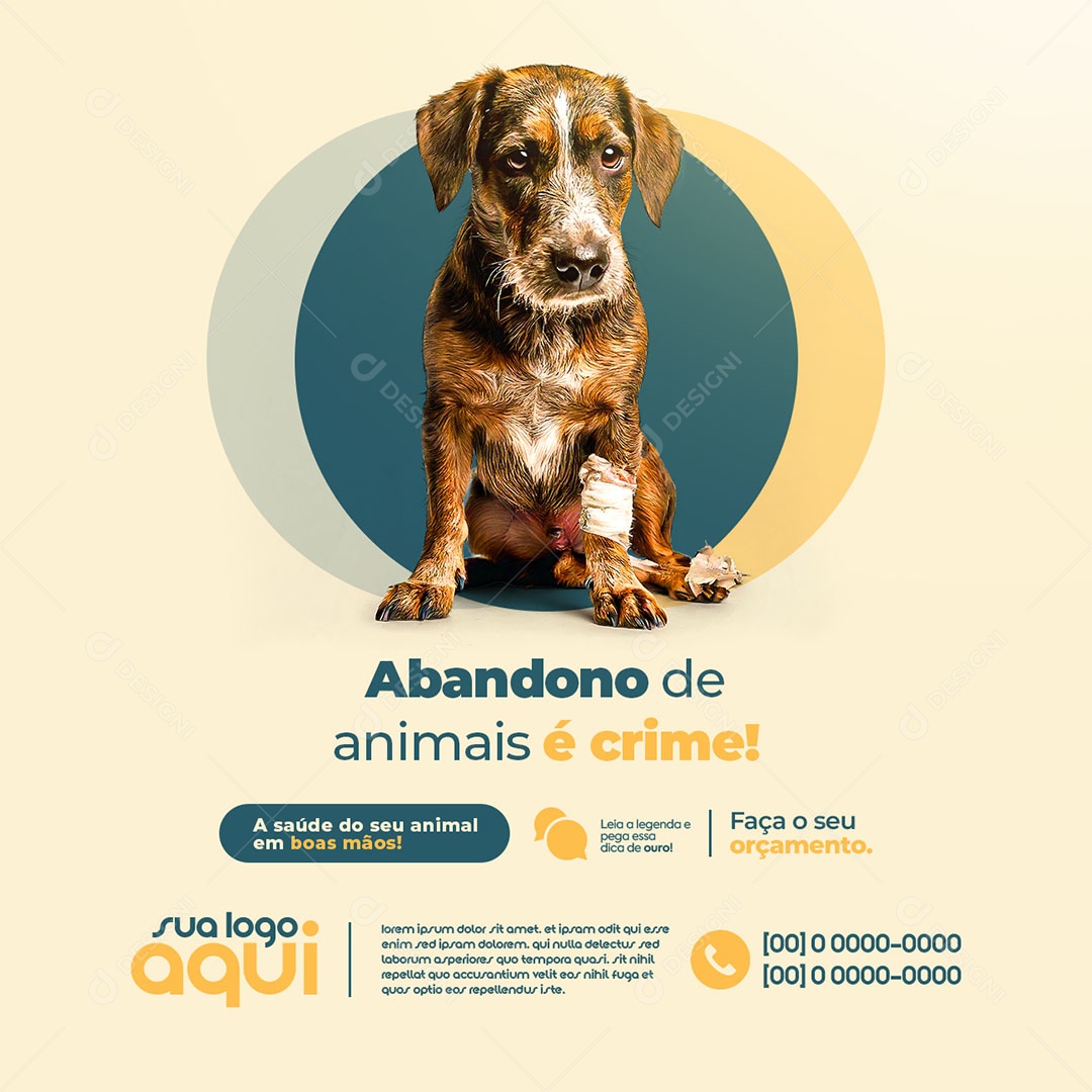 Petshop Abandono de Animais é Crime Social Media PSD Editável
