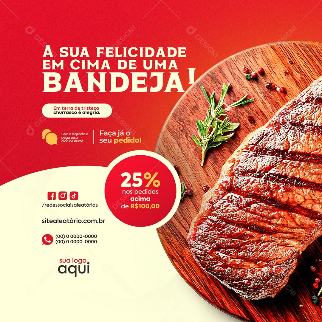 Churrascaria 25% Off Social Media PSD Editável