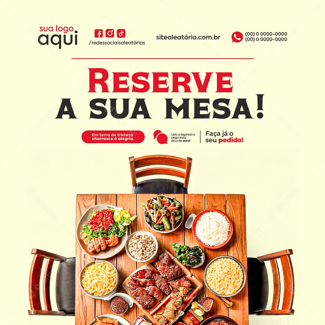Churrascaria Reserve sua Mesa Social Media PSD Editável
