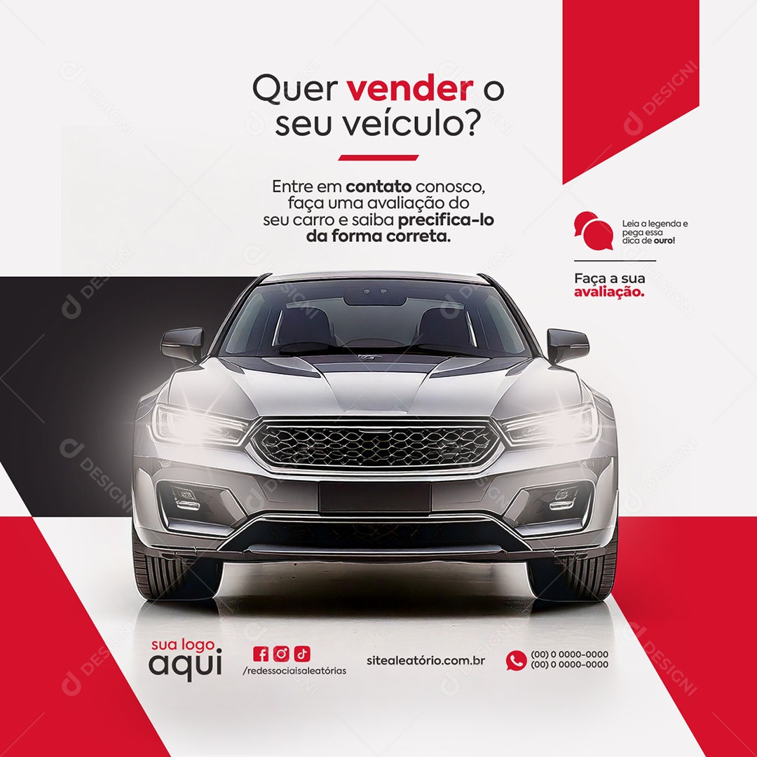 Concessionária Quer Vender o Seu Veículo Social Media PSD Editável