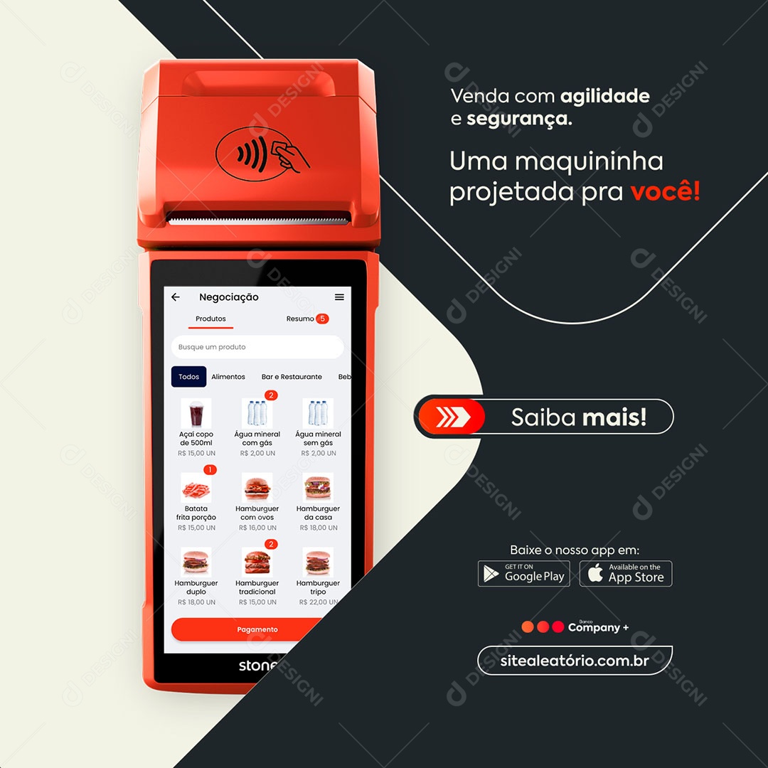 Banco Digital Maquininha para Você Social Media PSD Editável