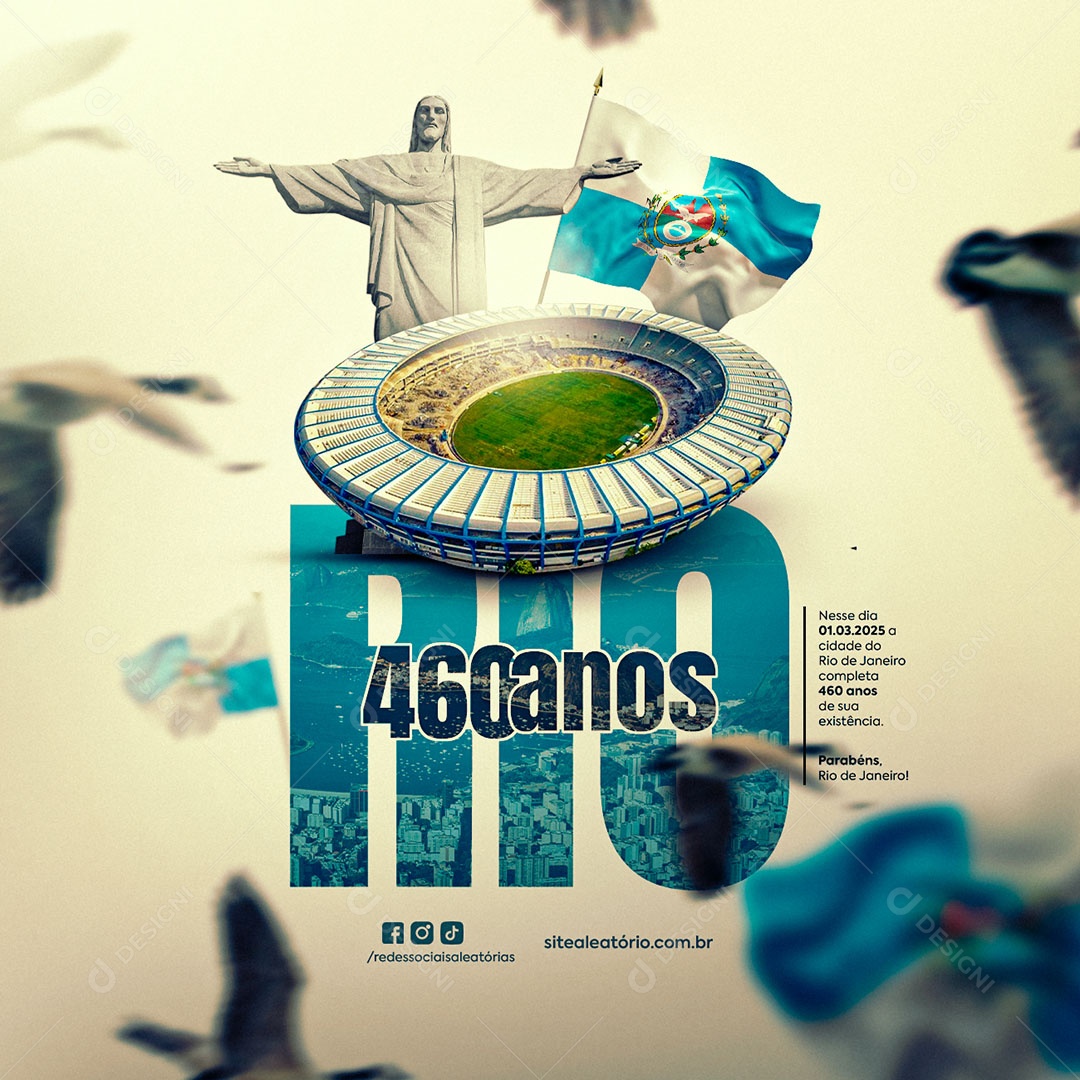 Aniversário da Cidade do Rio de Janeiro Parabéns Social Media PSD Editável