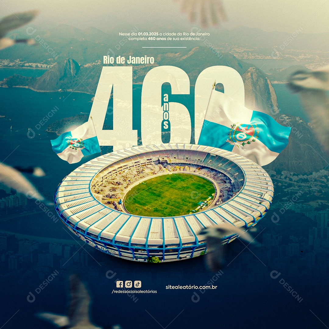 Aniversário da Cidade do Rio de Janeiro Parabéns Social Media PSD Editável