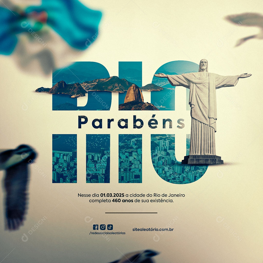 Aniversário da Cidade do Rio de Janeiro Parabéns Social Media PSD Editável