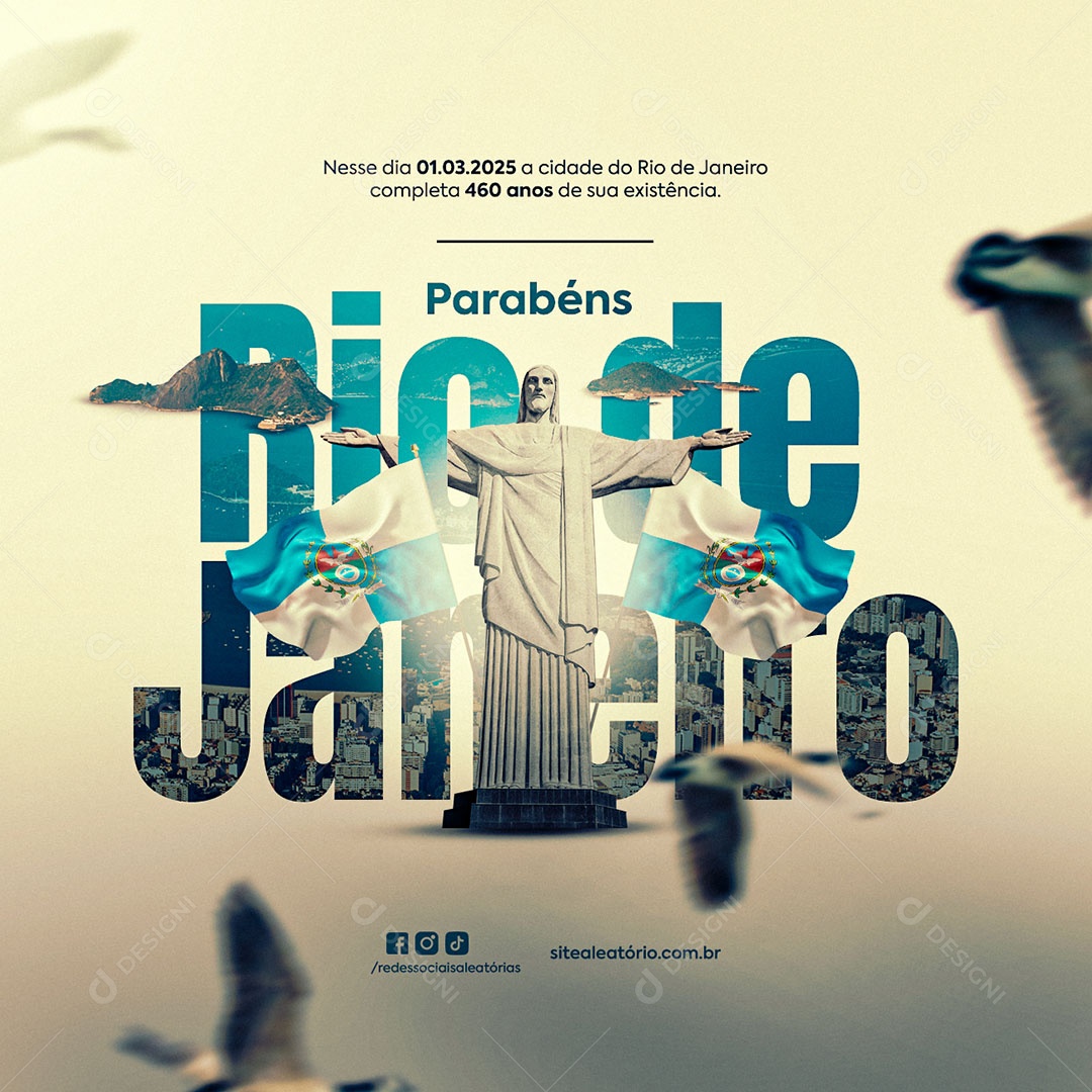 Aniversário da Cidade do Rio de Janeiro Parabéns Social Media PSD Editável