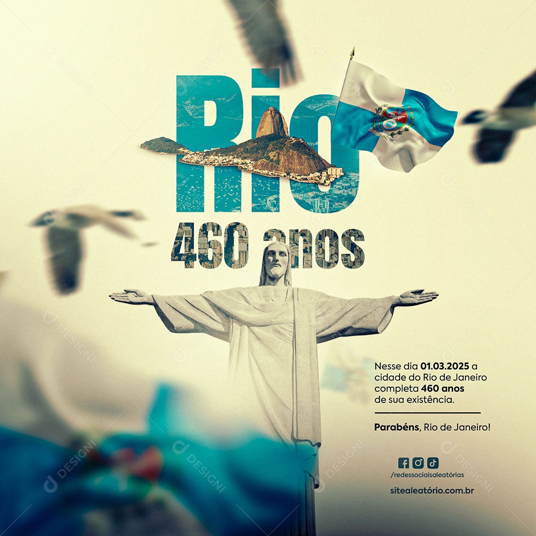 Aniversário da Cidade do Rio de Janeiro Parabéns Social Media PSD Editável