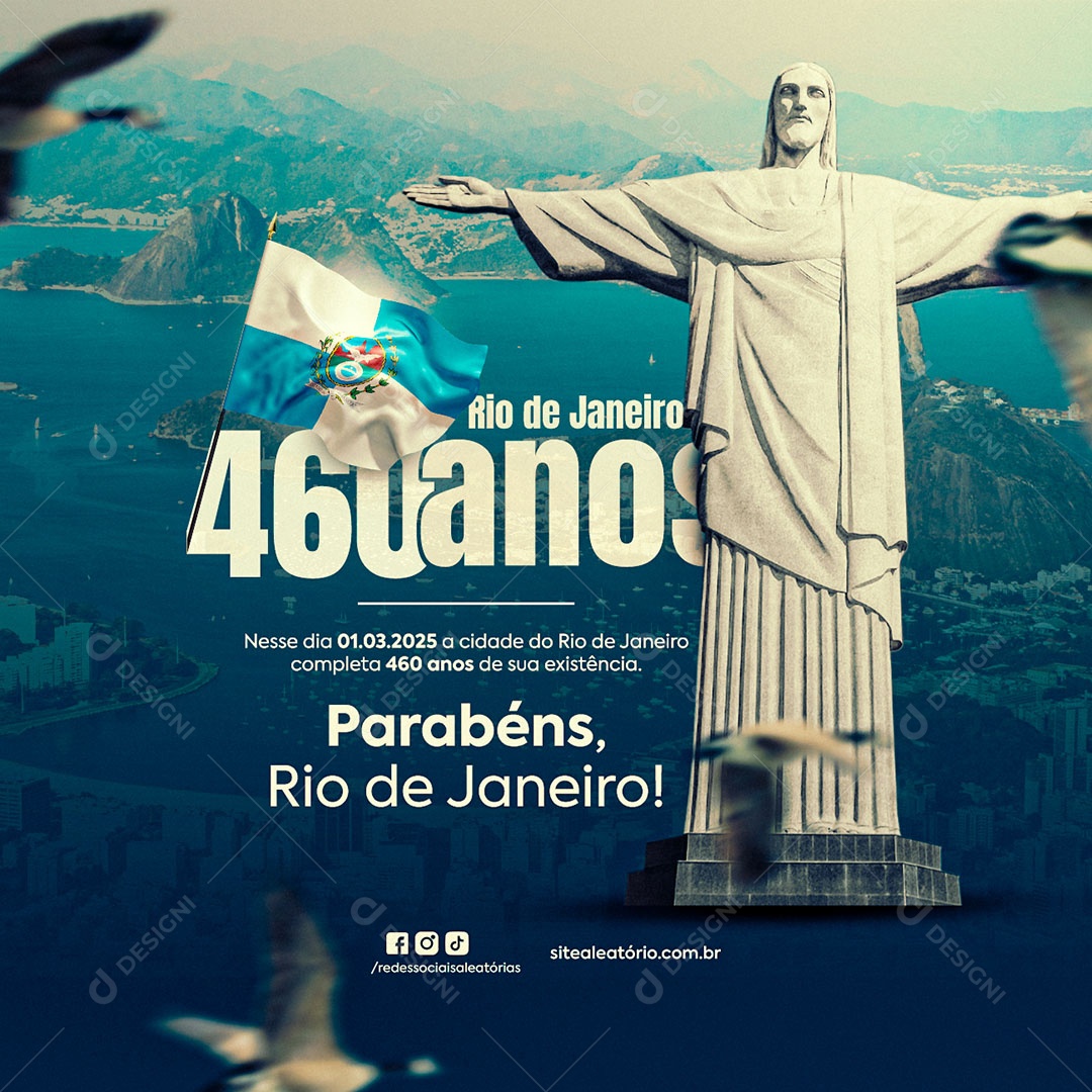 Aniversário da Cidade do Rio de Janeiro Parabéns Social Media PSD Editável