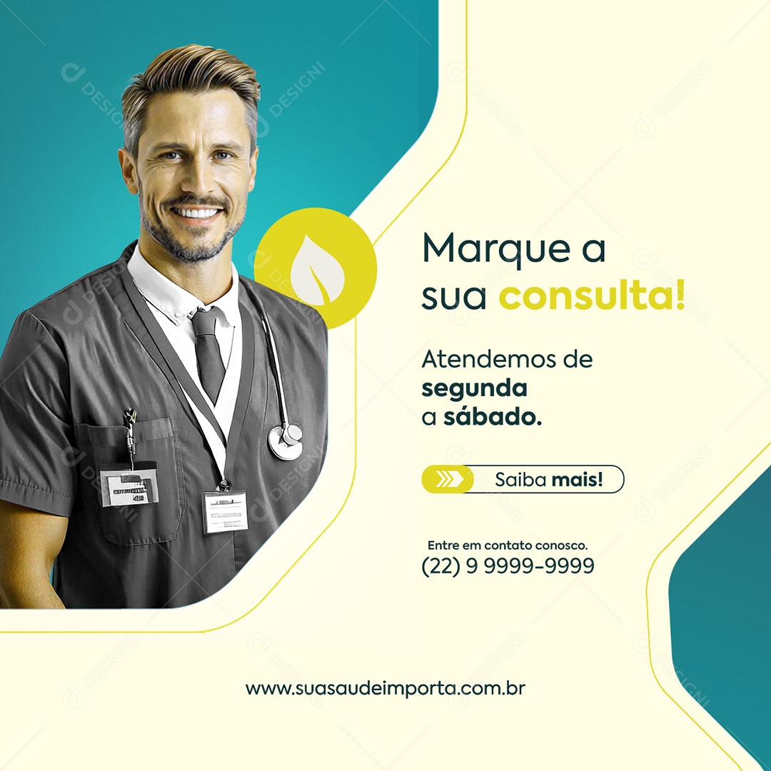 Convênio Médico Marque a Sua Consulta Social Media PSD Editável