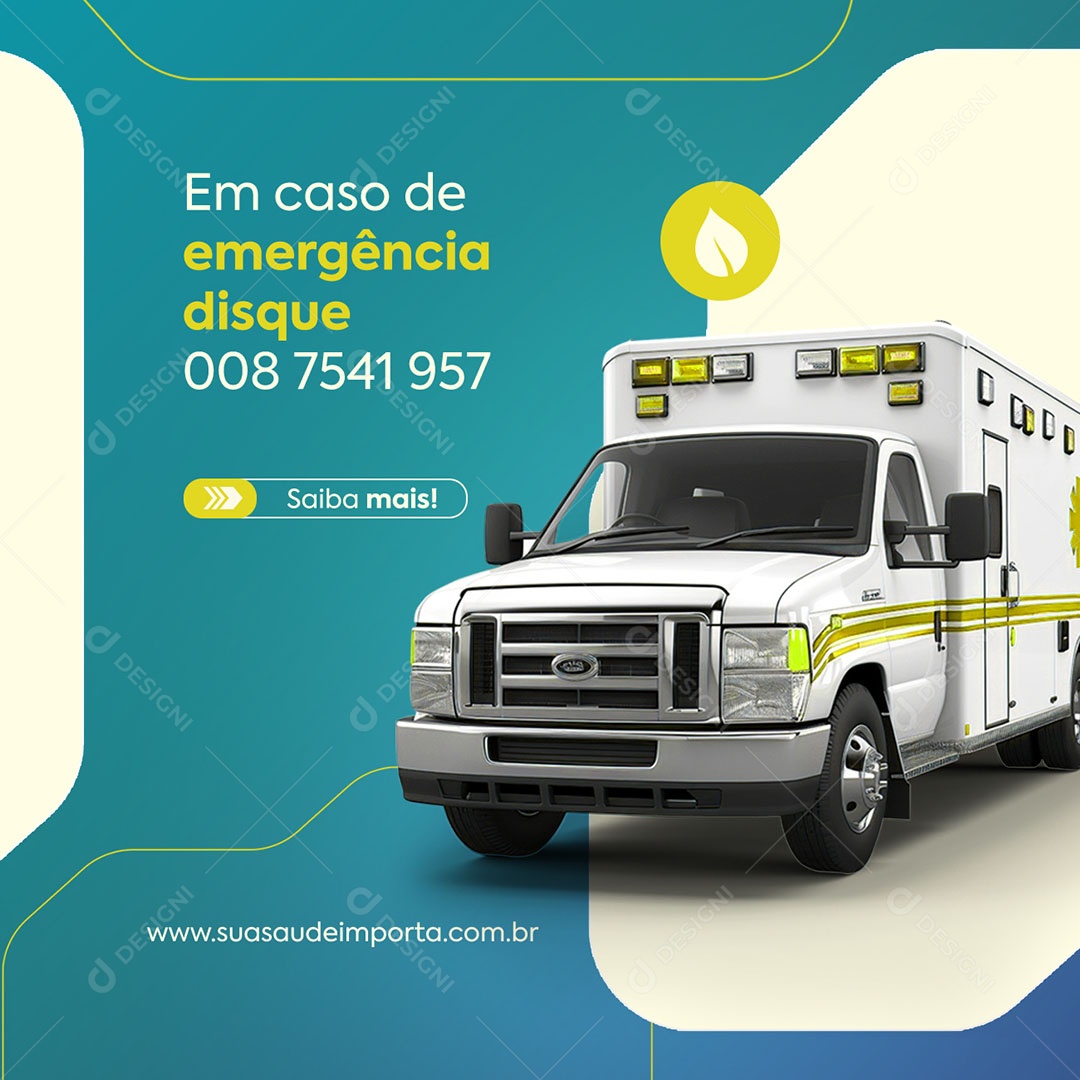 Convênio Médico Em Caso de Emergência Disque Social Media PSD Editável