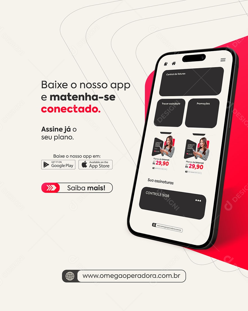 Operadora Baixe Nosso App Social Media PSD Editável