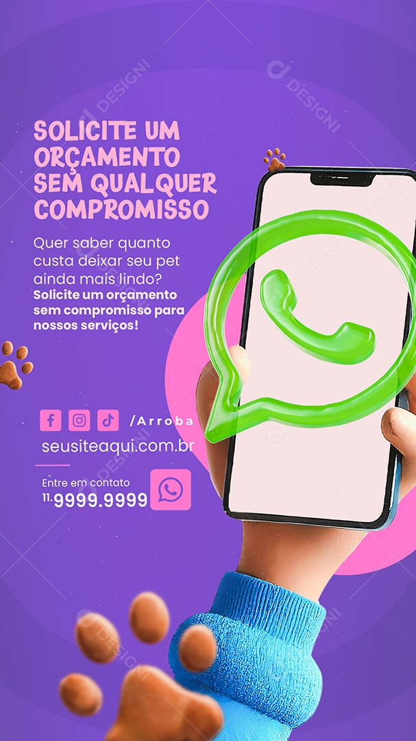 Story Pet Shop Solicite um Orçamento Social Media PSD Editável