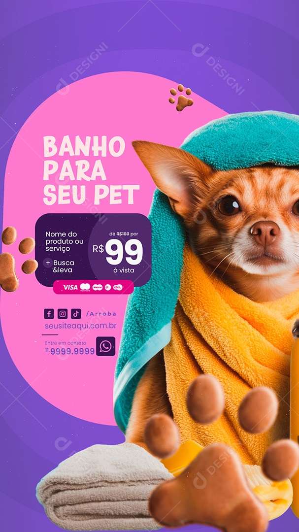 Story Pet Shop Banho para Seu Pet Social Media PSD Editável