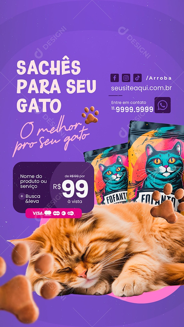 Story Pet Shop Sachês para Seu Gato Social Media PSD Editável