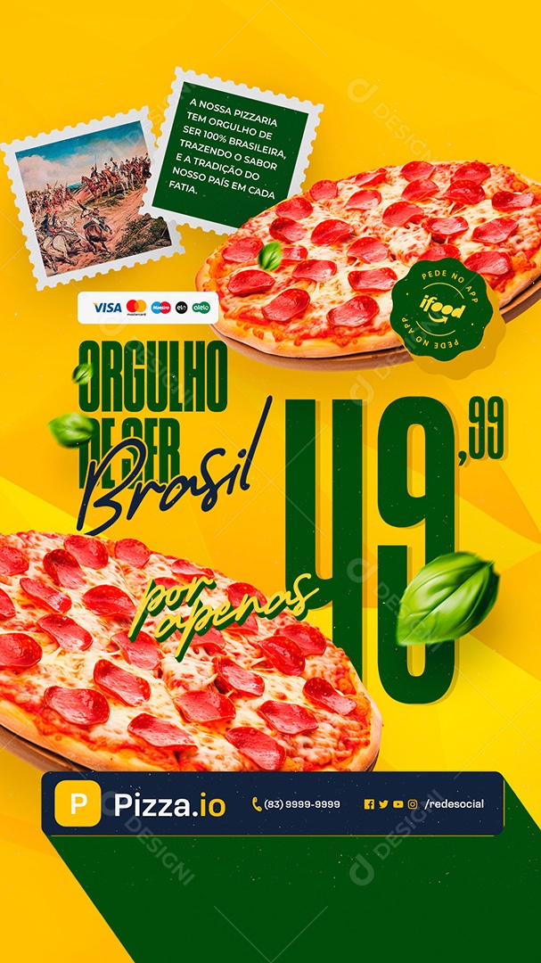 Story Pizzaria Orgulho de Ser Brasil Social Media PSD Editável