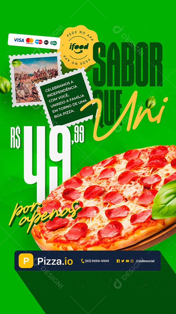 Story Pizzaria Sabor Que Uni Social Media PSD Editável