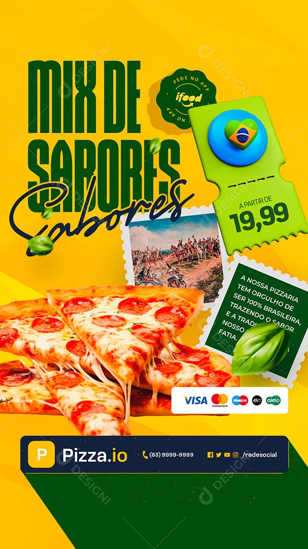 Story Pizzaria Mix de Sabores Social Media PSD Editável