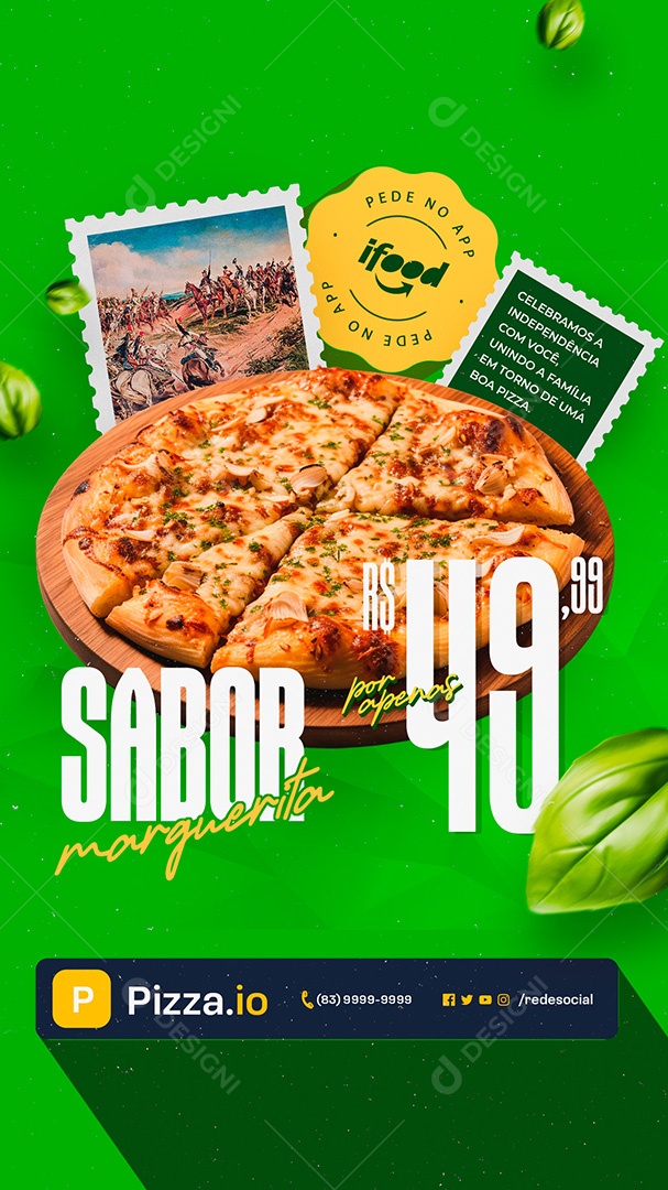 Story Pizzaria Sabor Marguerita Social Media PSD Editável