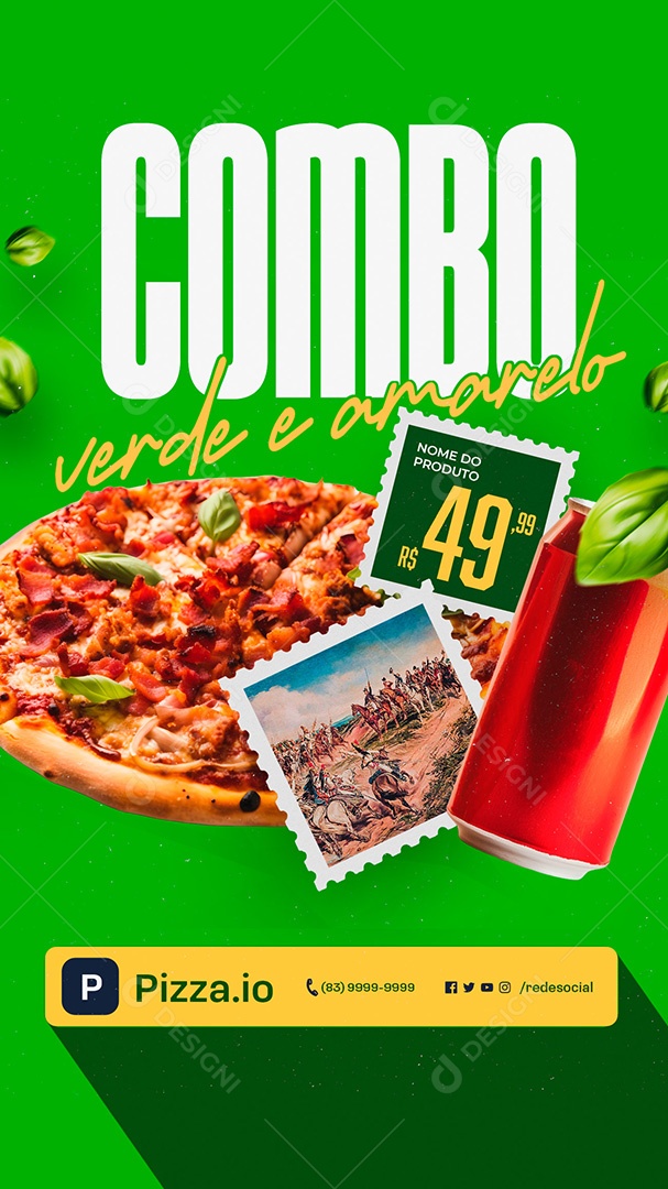 Story Pizzaria Combo Verde e Amarelo Social Media PSD Editável