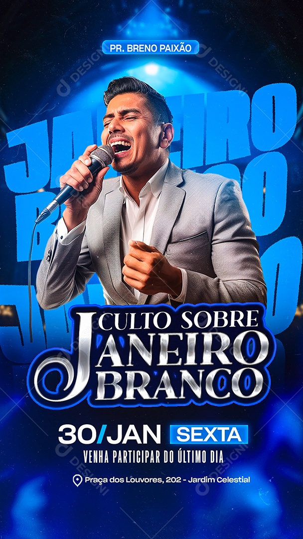 Story Flyer Gospel Culto Sobre Janeiro Branco Social Media PSD Editável