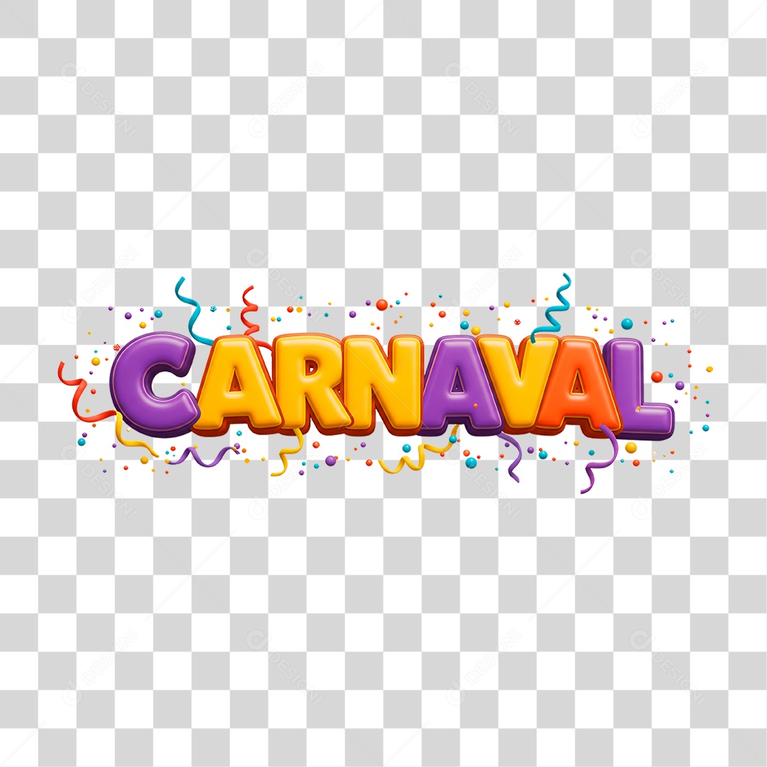 Selo 3D Carnaval Para Composição PNG Transparente